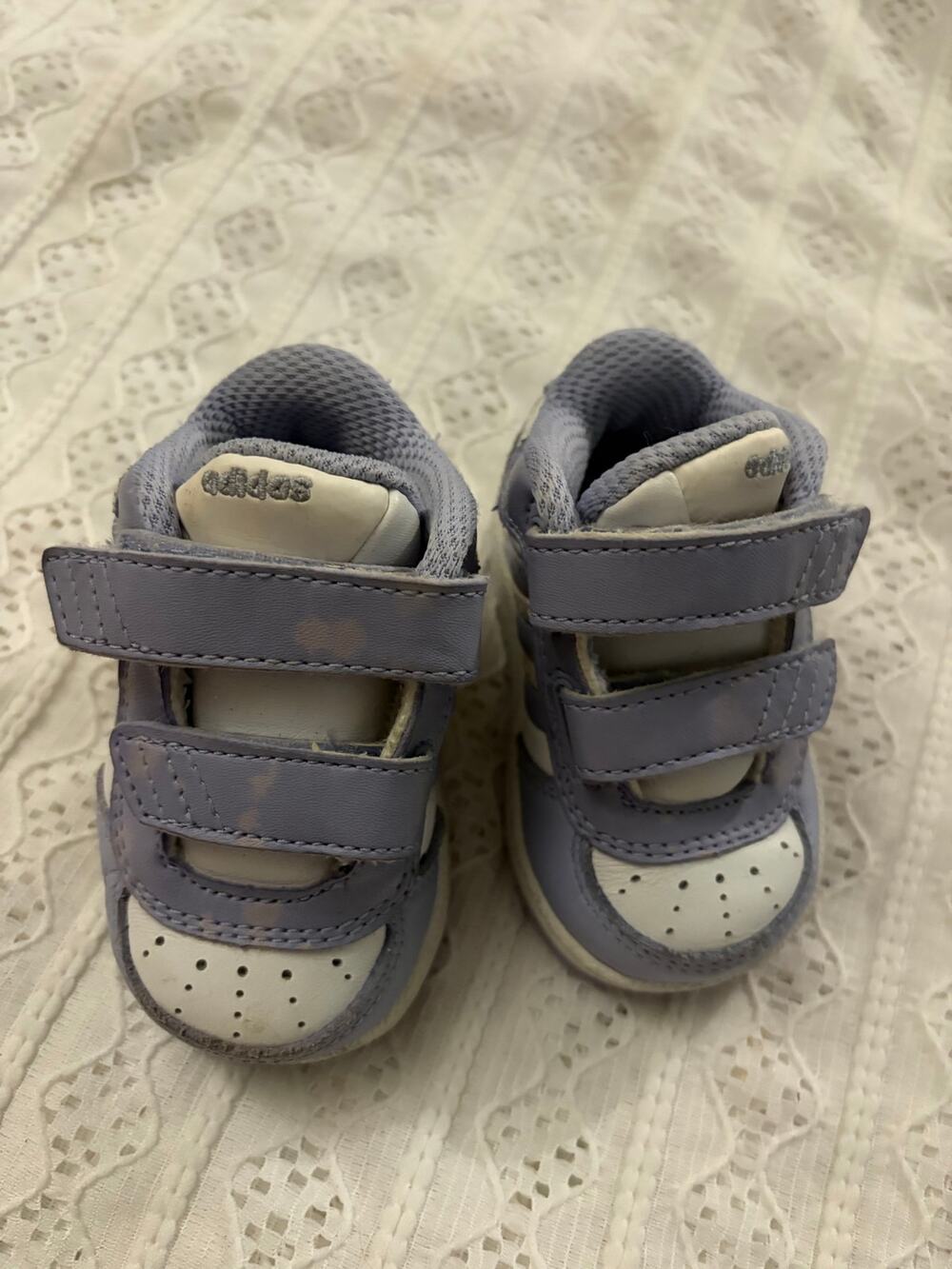 Adidas Baby Toddler Girls Purple White Sneakers Velcro Shoes US 2K